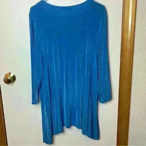 Coldwater Creek Tunic Dress Women‎ 1x Teal Blue Long Sleeve Stretch Pullover